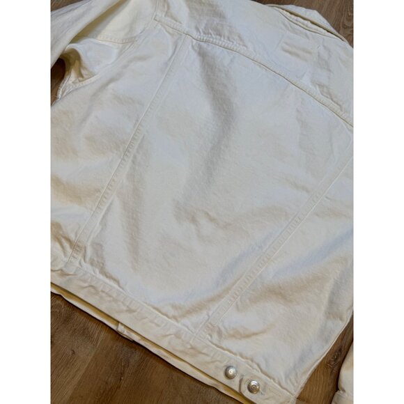 Vintage 80s 90s Banana Republic Safari & Travel White Denim Long Sleeve Trucker - Picture 11 of 12